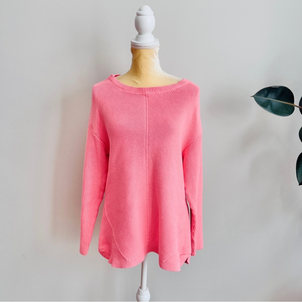 Talbots Pink Pima Cotton Textured Crew Neck Sweater
